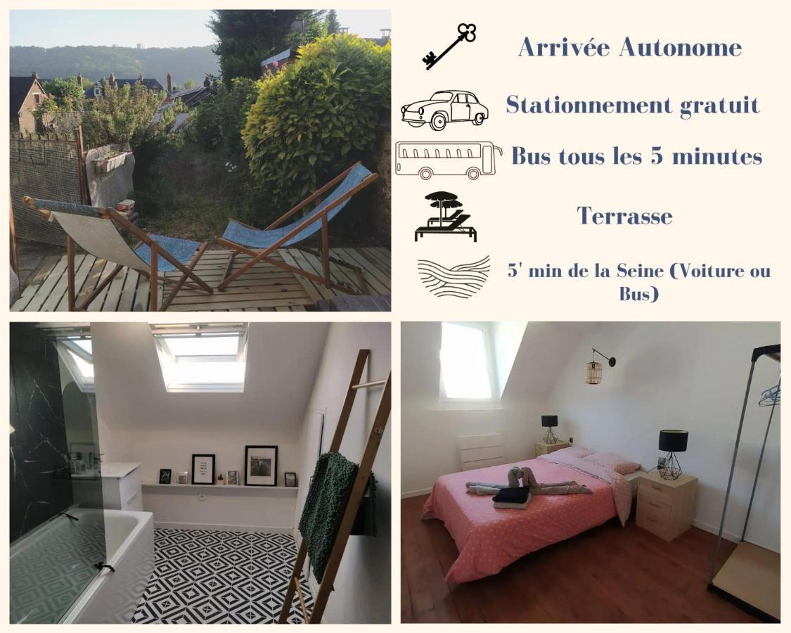 דירות Deville-les-Rouen Le Nid Normand Avec Terrasse - Stationnement Facile Et Gratuit - 5 Min Seine מראה חיצוני תמונה